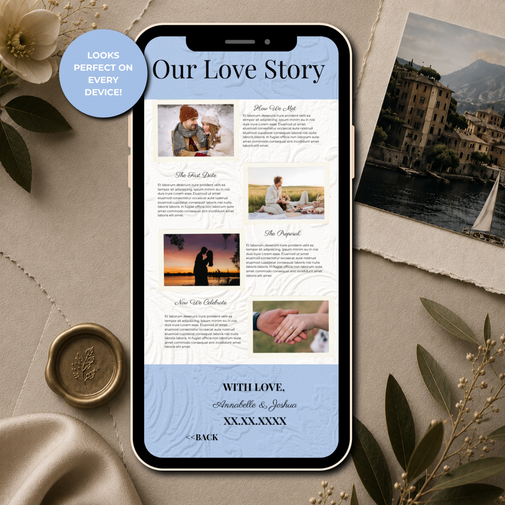 Light Blue Wedding Website Template | Editable Canva Wedding Website