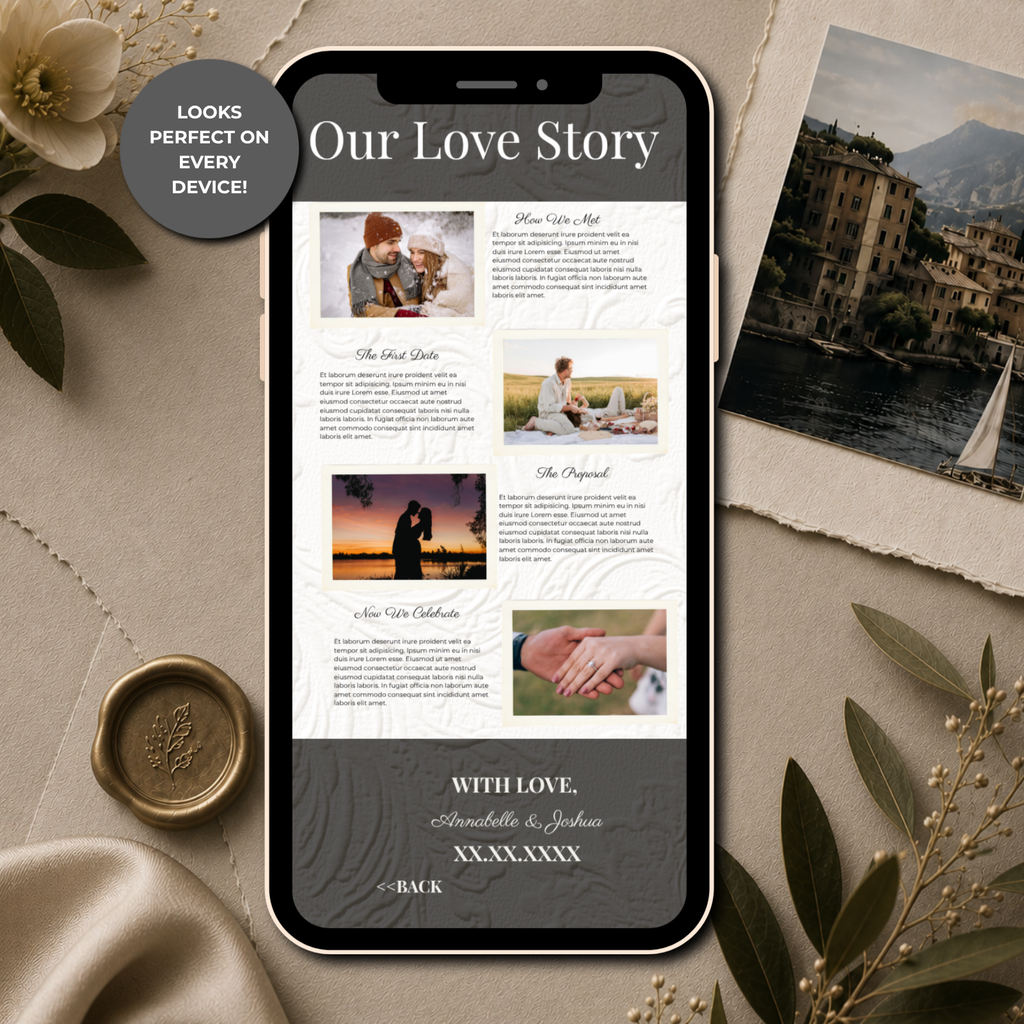 Black & White Wedding Website Template | Editable Canva Wedding Website