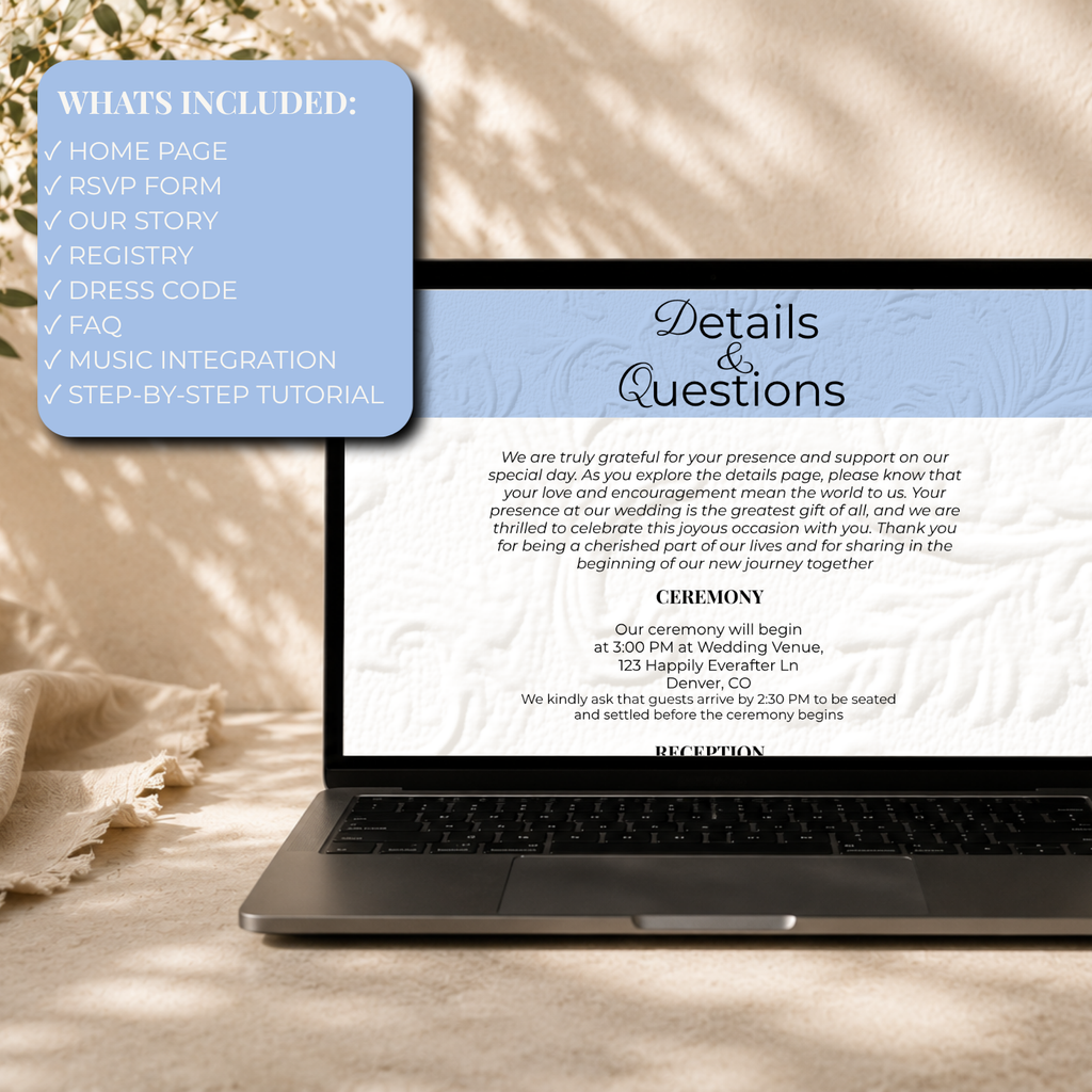 Light Blue Wedding Website Template | Editable Canva Wedding Website