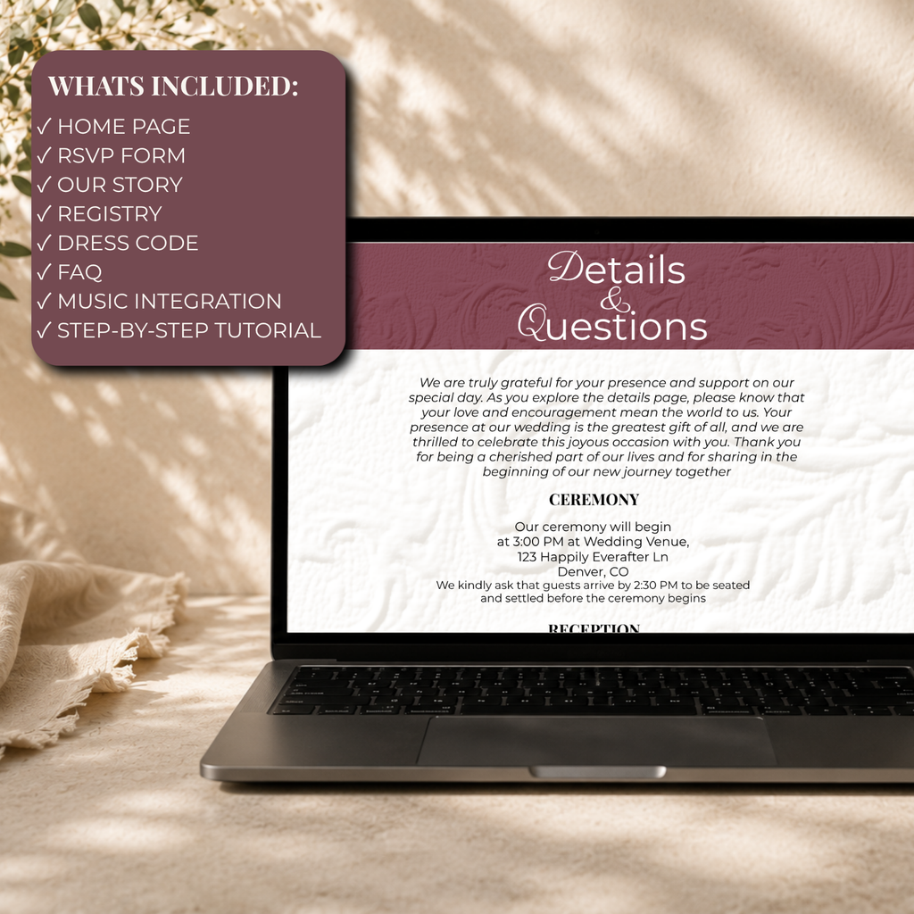 Maroon Wedding Website Template | Editable Canva Wedding Website