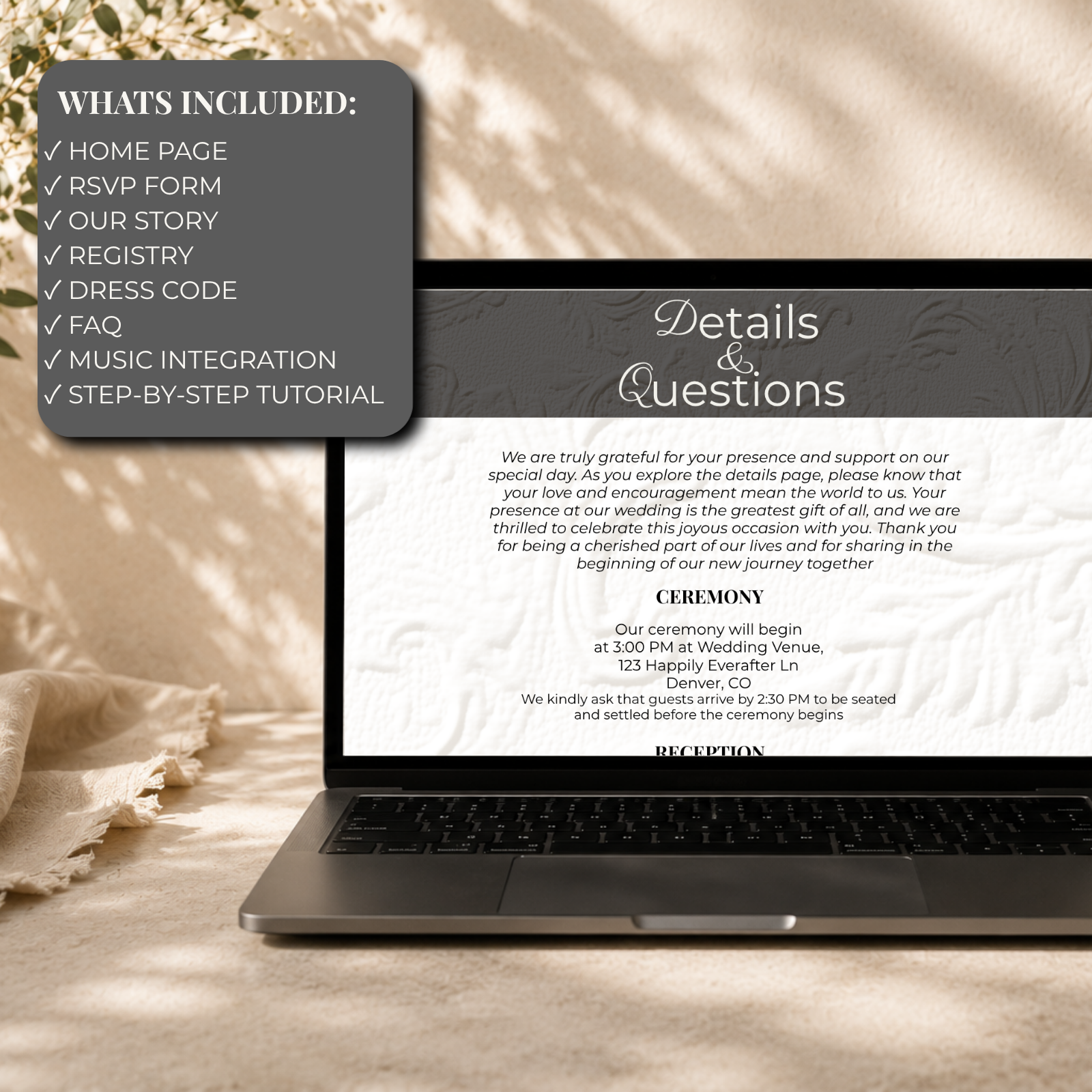Black & White Wedding Website Template | Editable Canva Wedding Website